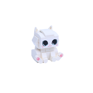 White Cat cat brick figure, left-side view
