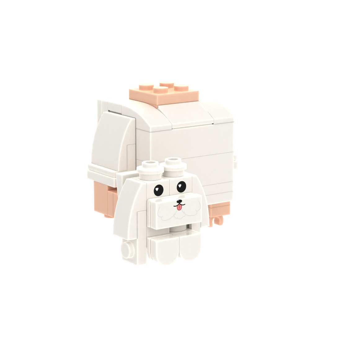 White Floppy-Eared Puppy brick figure accessory, left-side view