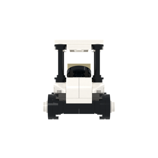 White Golf Cart brick scene accessory, left-side view