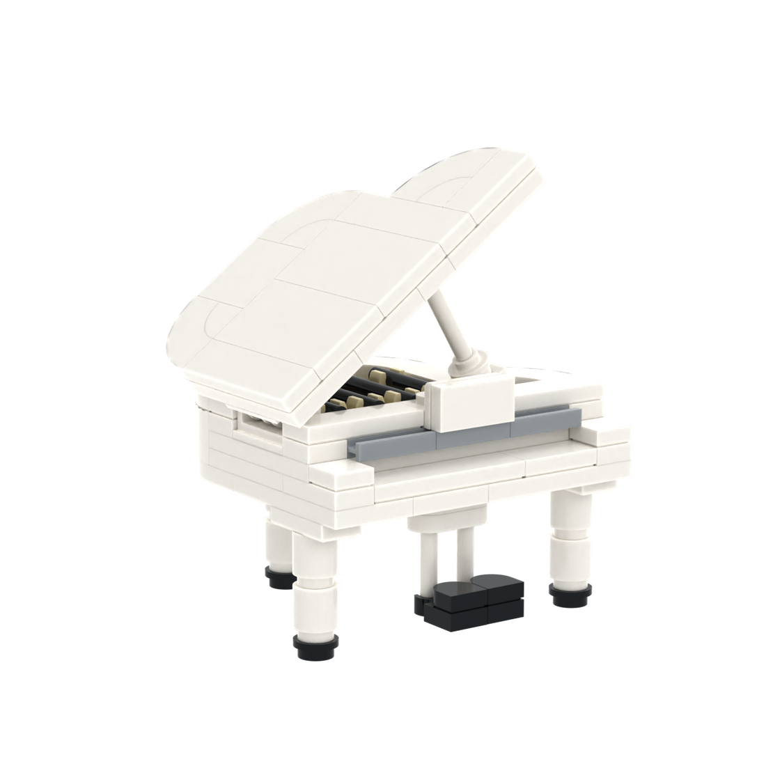 White Grand Piano brick scene accessory, right-side view