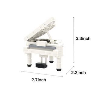 White Grand Piano brick scene accessory, size guide