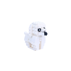 White Poodle dog brick figure, left-side view