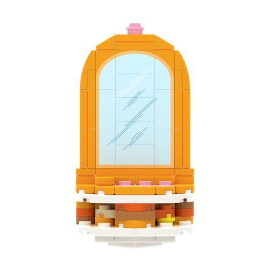 Yellow Arched Dressing Table brick scene accessory, left-side view