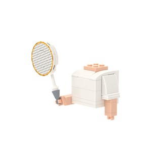 Yellow Badminton brick figure accessory, right-side view