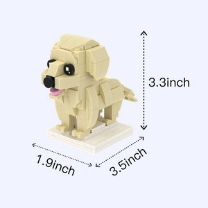 Yellow Labrador dog brick figure, size guide