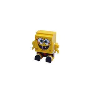 Yellow Square Character brick art collectible, right-side view